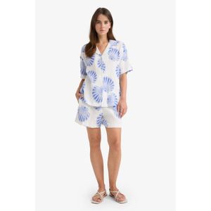 Defacto Cotton High Elastic Waist Patterned Muslin Shorts