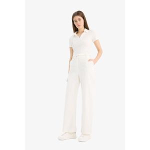 Defacto Woman Wide Leg Trousers - Ecru