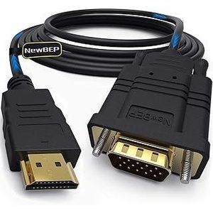 New BEP HDMI to VGA Adapter Cable, 6ft/1.8m Gold-plated 1080P HDMI Male to VGA Male Active Video Converter Cord Support Notebook PC DVD Player Laptop TV Projector Monitor Etc - Black