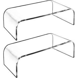 BEST MEDIA AMT 2 Packs Acrylic Monitor Stand, Premium Quality Clear Monitor Stand Riser, Keyboard Organizer, Computer Holder, Laptop/PC/Multimedia/Printer Monitor Stand for Home Office Work