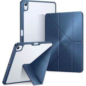 حافظة قابلة للطي على شكل واى  لجهاز اير 11 بوصة ام2 / ام 3 (2025/2024)، ايباد اير 5/4 (الجيل 5/ الجيل 4 2022/2020، 10.9 بوصة) مع حامل قلم، حافظة ذكية بظهر من تى بى يو الناعم، تشغيل/إيقاف تلقائي (ازرق)