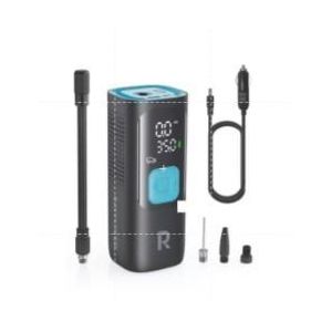 Ravpower RP PB1233 Portable Smart Air Pump Compressor  Digital Tire Inflator with Auto Shut Off Rechargeable Cordless Air Pump for Car, Bike & Balls Black