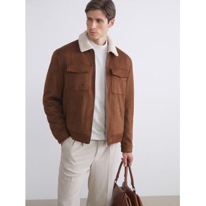 LC Waikiki Slim Fit Fur Collar Suede Men Coat