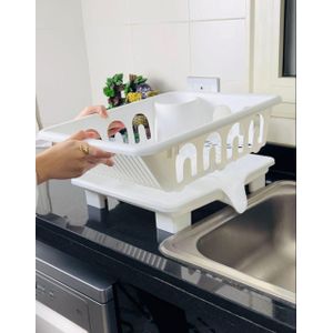 Riki Over-the-Sink Dish Drying Rack with Base: Multi-Functional Kitchen Organizer for Plates, Cups, and Utensils