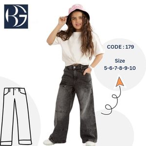 Trendy Grey Wide-Leg Girls' Jeans (Code: 179) – Chic, Edgy & Comfortable