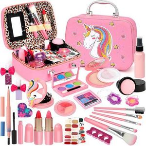 Washable Kids' Makeup Set for Girls – Real Makeup Kit with Cosmetic Bag – Princess-Themed Play Set – Birthday Gift for Girls Aged 4–8