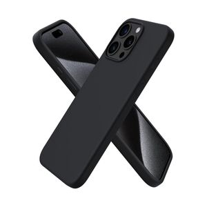 متوافق مع جراب iPhone 14 Pro Max مقاس 6.7 بوصة، جراب نحيف من السيليكون السائل، 4 طبقات من المطاط الهلامي الناعم، جراب حماية للهاتف مقاوم للصدمات مع بطانة من الألياف الدقيقة المضادة للخدش (أسود)