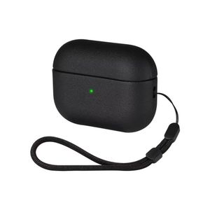 Slim Fit Leather AirPods 4 Case with Secure Closure with chain (Black)