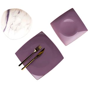 Lotus طقم عشاء بورسلين 18 قطعة مربع خامة عالي الجودة