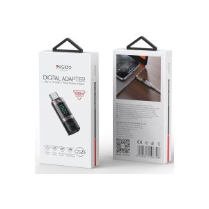 Yesido محول GS24 من USB-C إلى USB-C مع شاشة عرض رقمية للطاقة، وشحن سريع بقوة 100 واط بتقنية PD، وموسع نطاق مزامنة البيانات، وموصل من النوع C مصنوع من سبائك الألومنيوم لأجهزة MacBook و iPad Pro وأجهزة الكمبيوتر المحمولة.