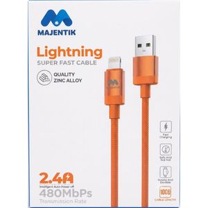 Majentik CL-026i USB To Lightning Super Fast Cable 2.4A - Orange