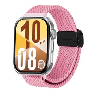 سوار ساعة ذكية، متوافق مع Huawei Watch Fit 4 / Fit 4 Pro/Fit 3 Bracelet, Quick Release Adjustable Nylon Sport Elastic Loop Band, Anti-Slip Magnetic Buckle Stretchy Nylon Strap، من نايلون، نايلون مرن، قفل مغناطيسي، تصميم جيد التهوية - وردي