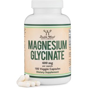 DOUBLE WOOD SUPPLEMENTS Magnesium Glycinate 400mg, 180 Capsules (Vegan Safe, Manufactured and Third Party Tested in The USA, Gluten Free, Non-GMO) High Absorption Magnesium