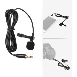 ميكروفون بمشبك تعليق، مايك صغير بمنفذ 3.5 ملم AUX، متوافق مع الهواتف الذكية والكاميرات، ميكروفون مكثف متعدد الاتجاهات محمول أسود