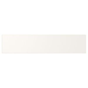 Drawer front, low A UTRUSTA drawer front in white, made of fibreboard with an acrylic paint finish, designed for smooth storage and uniform look.