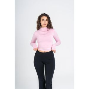 OUTDATED High Neck Zipper Long Sleeve - Light Pink