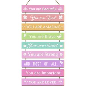 Girls Room Wall Decor, Set of 9 Pieces Wall Decor for Girls Bedroom Teen Girl, Inspirational Wall Art Hanging Plaque for Kids Baby Girl Nursery Wall Decortaions