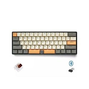 SKYLOONG GK61 PRO Wireless,Bluetooth & Wired Three Mode RGB Gaming Keyboard – Gateron Brown Switch – ABS Black Case (Industrial Titanium ash)