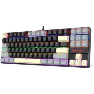 Redragon كيبورد ميكانيكال ألعاب Redrago.n K552 LGY-R Kumara TKL – سويتشات Red – إضاءة Rainbow LED – تصميم 87 مفتاح – هيكل معدني – أسود ورمادي