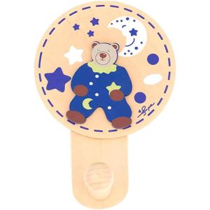 Bieco Supa Design Bear Wooden Coat Hook, Blue and Natural Wood, Handcrafted Animal Wall Hanger for Kids, Nursery and Bedroom, Made in Germany