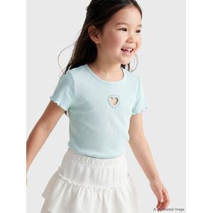 LC Waikiki Crew Neck Embroidered Girl's Ribbed T-Shirt