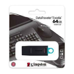 فلاش ميموري Kingston DataTraveler Exodia سعة 64 جيجابايت USB 3.2 Gen 1 - سرعة قراءة حتى 100MB/s - ضمان 5 سنوات