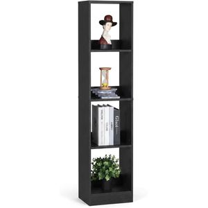 Modern Home مكتبة خشبية عصرية ذات 4 مستويات أرفف تخزين مفتوحة لغرفة المعيشة والمنزل والمكتب وغرفة النوم، 24 سم عمقًا * 30 سم عرضًا * 1.24 م ارتفاعًا، أسود