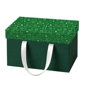 Christmas Gift Box with Decorative pattern Lid Black Storage Container, Holiday Theme Wrapping Box 
