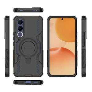 vivo v70 FE 5G Case Cover – Wing Shield Stand Heavy-Duty Shockproof Protective Cover with Foldable Ring Stand, Magnetic Car Mount Support, and Heat Dissipation Design (Black)