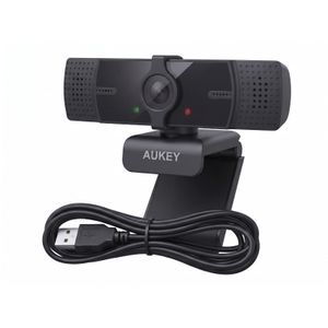 Aukey كاميرا ويب بدقة 1080P باللون الأسود مع ميكروفون رقمي مدمج، مناسبة للاجتماعات والبث المباشر والتعليم عن بعد