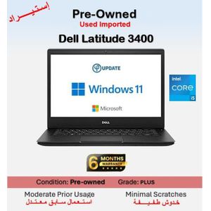 DELL Preowned Latitude 3400 Intel® Core™ i5-8265U - RAM 8GB - Storage SSD 256GB - GPU Intel (R) UHD 620 Graphics - Grade B - Windows - Display 13.3 INCH FHD - English Keyboard ( Used Imported )