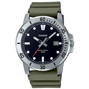 Casio MTP-VD01-3E Green Resin Black Dial Analog Quartz Men's Watch