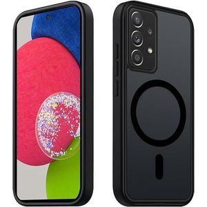 X-Tech Matte Mobile Case Compatible with Samsung Galaxy A52/A52S with Camera Protection, Slim Shockproof Cover, Decorative Magnetic Ring (Does Not Support Wireless Charging) - Black