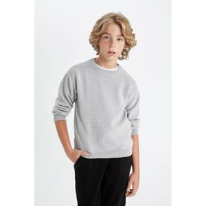 Defacto Boy Regular Fit Long Sleeve Pullover - Grey Melange
