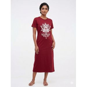 قميص نوم نسائي من القطن بطابعه زهور لون نبيتي