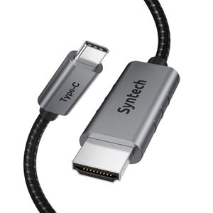 كابل سينتيك ثاندربولت 3 USB نوع C إلى HDMI بدقة 4K وسرعة استجابة 30 هرتز متوافق مع ماك بوك برو وماك بوك اير واي باد برو وسامسونج جالاكسي وديل اكس بي اس وغيرها، طول 0.9 م