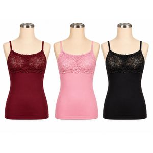 DABBAGH Women’s Camisole with Lace Bust – Pack of 3, Assorted Colors