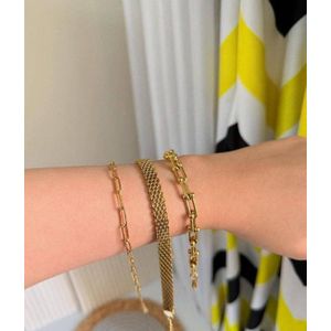 Stainless Steel 3-Piece Bracelet Combo Set (Luxury Gold/Silver Tarnish-Free Stacking Wristlet Bundle)