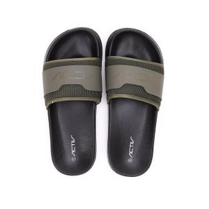 Activ Olive and Black Textile Slip On Slides