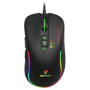 Jertech ماوس ألعاب جيرتيك XP13 جانز ماكرو برو سلكي عالي الأداء مع إضاءة ليد كروما دقة 3600 دي بي آي تصميم مريح ومستشعر دقيق للتحكم الكامل أسود