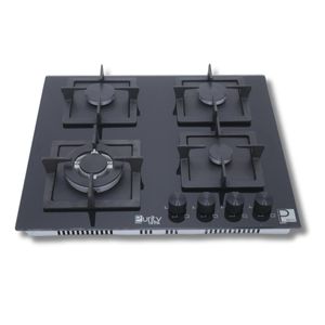 Purity Built-in black glass hob with 4 Turkish eyes, cast iron holders, 60 cm