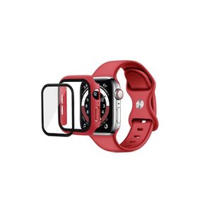 سوار مع جراب متوافق مع ساعة أبل سيريز 10 مقاس 46 مم، سوار رياضي سيليكون قابل للتعديل، سوار مع جراب وواقي شاشة زجاجي مدمج لساعة أبل سيريز 10 مقاس 46 مم