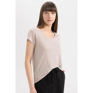 Defacto Linen Blend Basic T-Shirt