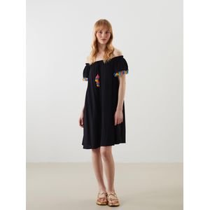 LC Waikiki Slash Neck Tassel Detailed Women's Beach Dress