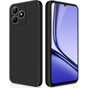 جراب سيليكون TPU رفيع مقاوم للصدمات مع بطانة داخلية من الألياف وحماية للكاميرا لهواتف Realme Note 50/Realme C53/Realme C51، أسود