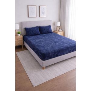 YARLIN يارلن -بطانية خفيفة بأستيك 120*200*30 -  مع 1 خددية 50*70 -دارك بلو