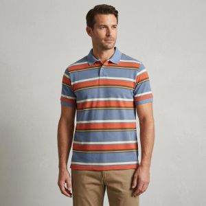 Men's Pica Striped Polo - Petrol*Red