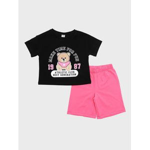 LC Waikiki Crew Neck Printed Short Sleeve Girl's Short Pajamas Set