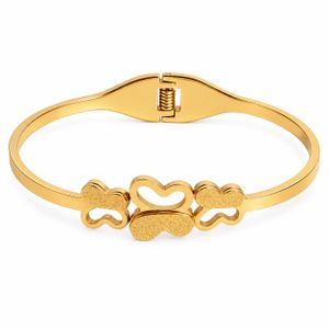 Women’s Gold-Tone Stainless Steel Bangle Bracelet with Three Butterfly Design and Hinged Closure