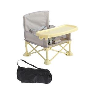 Foldable Portable Baby High Chair with Removable Tray, Safety Harness - Storage Pocket - Travel Feeding Chair